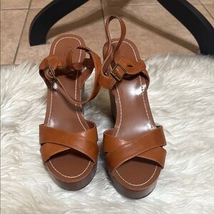 Polo by Ralph Lauren Brown Leather Wedges